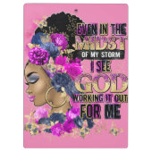 女王の真ん中に黒メラニン女性の茶色の肌 クリップボード (裏面)