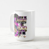 女王の真ん中に黒メラニン女性の茶色の肌 コーヒーマグカップ (正面左)