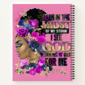 女王の真ん中に黒メラニン女性の茶色の肌 ノートブック (裏面)