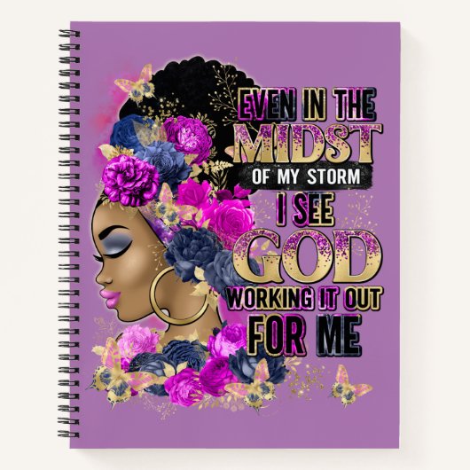 女王の真ん中に黒メラニン女性の茶色の肌 ノートブック (正面)