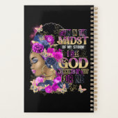 女王の真ん中に黒メラニン女性の茶色の肌 プランナー手帳 (裏面)