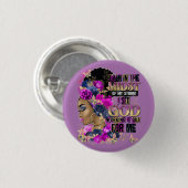 女王の真ん中に黒メラニン女性の茶色の肌 缶バッジ (正面&裏面)