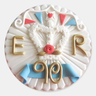 女王の第90誕生日の円形のステッカー ラウンドシール