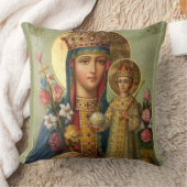 女王の聖母マリアマドンナイエス・キリストの花 クッション (ブランケット)