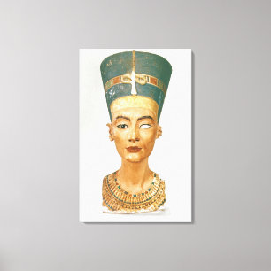 女王のNefertiti、スタッドからの正面図バスト、 キャンバスプリント