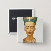 女王のNefertiti、スタッドからの正面図バスト、 缶バッジ (正面&裏面)
