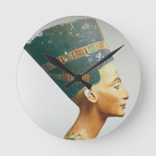 女王のNefertiti、studiからの側面図バスト、 ラウンド壁時計