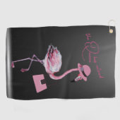 女王は上品なシック退職したなピンクのフラミンゴを持っている ゴルフタオル (横)