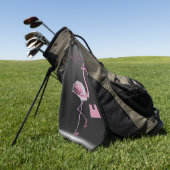 女王は上品なシック退職したなピンクのフラミンゴを持っている ゴルフタオル (グリーン)