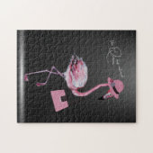 女王は上品なシック退職したなピンクのフラミンゴを持っている ジグソーパズル (横)