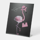 女王は上品なシック退職したなピンクのフラミンゴを持っている 台座サイン (正面)