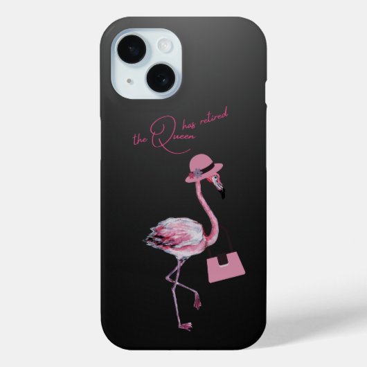 女王は上品なシック退職したなピンクのフラミンゴを持っている Case-Mate iPhoneケース (裏面)