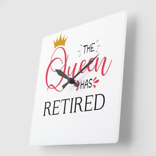 女王は退職した女おもしろいを引退する スクエア壁時計 (傾斜)