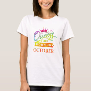 女王は10月の誕生日で生まれます。 水彩画 Tシャツ