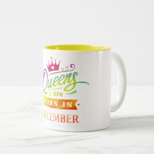 女王は12月の誕生日で生まれます。 水彩画 ツートーンマグカップ (正面右)
