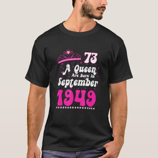 女王は1949生まれ年9月のハッピーバースデー Tシャツ (正面)