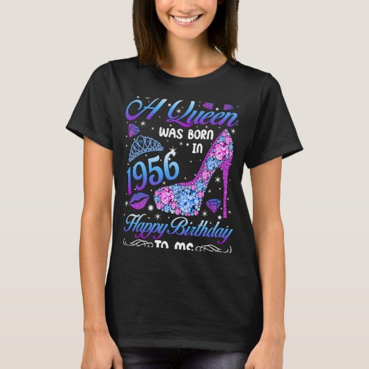 女王は1956生まれ年の66誕生日ハイヒールVにあった Tシャツ (正面)