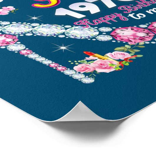 女王は1976生まれ年7月に幸せ46誕生日 ポスター (角)