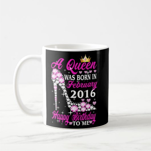 女王は2016生まれ年2月7誕生日の高かった コーヒーマグカップ (左)
