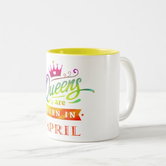女王は4月の誕生日プレゼントで生まれます ツートーンマグカップ (正面右)