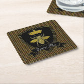 女王バチのツイードあなたの文字 スクエアペーパーコースター (アングル)