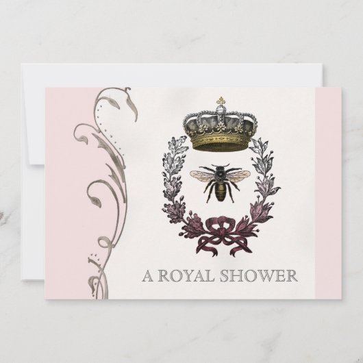 女王バチの王室のな結婚式のブライダルシャワーの招待状 招待状 (裏面)
