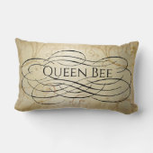女王バチの金ゴールドのダマスク織 ランバークッション (裏面)