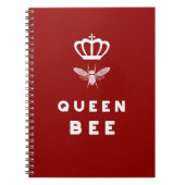 女王バチ。 王冠。 おもしろいでかわいい格言 ノートブック (正面)