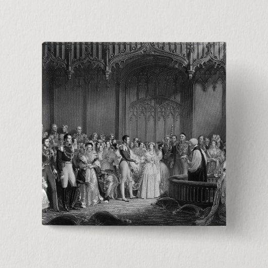 女王ビクトリアおよびアルバート王子の結婚 缶バッジ (正面)