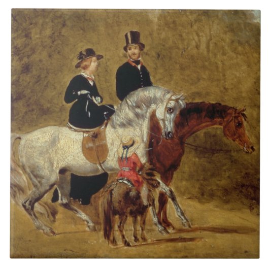 女王ビクトリア、王配及びHRHのスケッチ タイル (正面)