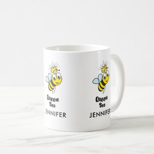 女王ビーが王冠を被カスタムる コーヒーマグカップ (正面右)