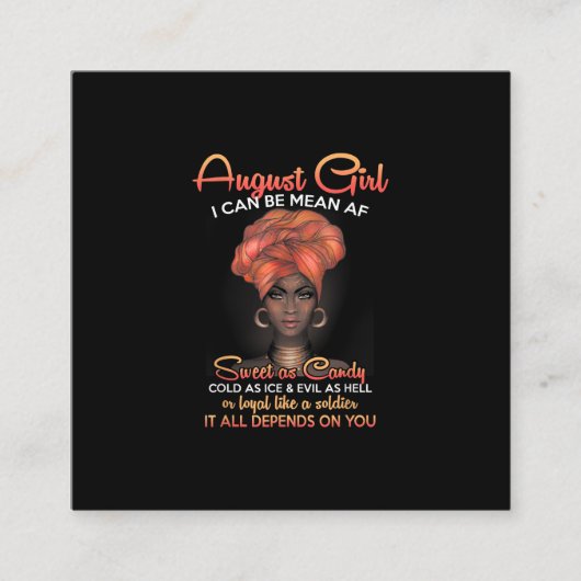女王生まれは誕生日威厳がある黒人女性 スクエア名刺 (正面)
