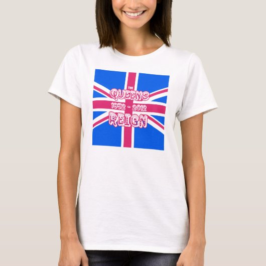 女王第60の60周年記念の英国国旗の旗 Tシャツ (正面)