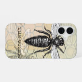 女王蜂の昆虫の古風なイラスト iPhone 16ケース (裏面横)