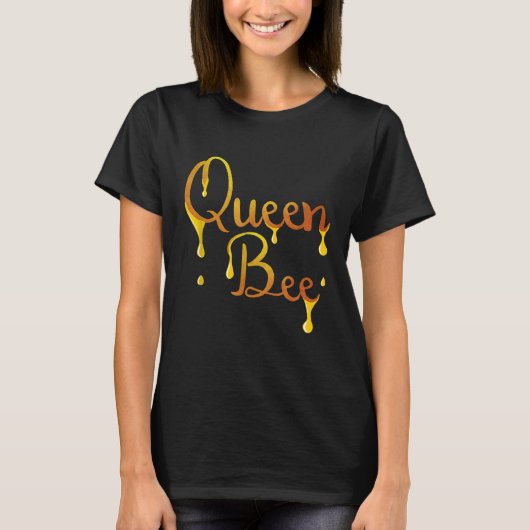 女王蜂 養蜂 かわいい蜂の巣 Tシャツ (正面)