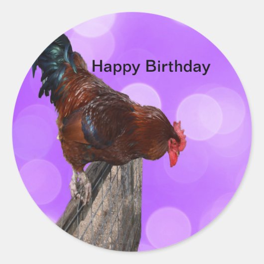 女王陛下：夢のような紫の輝きの雄鶏 ラウンドシール (正面)