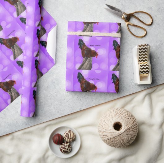 女王陛下：夢のような紫の輝きの雄鶏 ラッピングペーパー (クラフト)