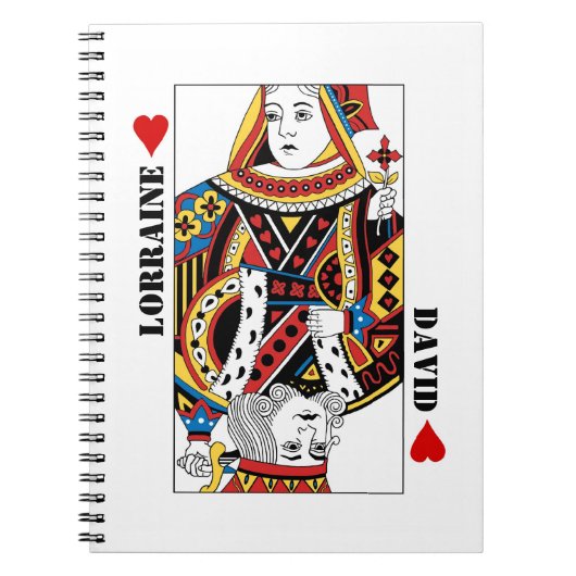 女王 + カードカップルジャーナルを遊ぶハートの王 ノートブック (正面)