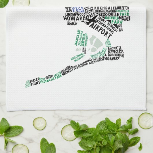女王、ニューヨークのタイポグラフィの地図のふきん キッチンタオル (折り畳み)