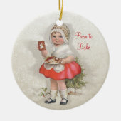 女生まれの子を焼く セラミックオーナメント (正面)
