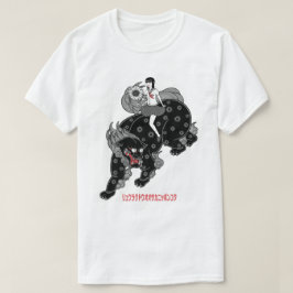 女生徒およびshishi (寺院のライオン) tシャツ