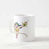 女疑問に思が飛ぶ コーヒーマグカップ (正面左)