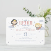 女疑問に思とスーパーガール |ヒーロすごいーベビーシャワー 招待状 (スタンド正面)