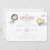 女疑問に思とスーパーガール |ヒーロすごいーベビーシャワー 招待状 (正面)