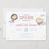 女疑問に思とスーパーガール |ヒーローすごい誕生日 招待状 (正面)