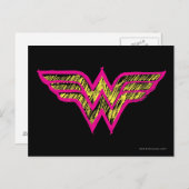 女疑問に思のカラフルピンクと黄色のロゴ ポストカード (正面/裏面)