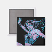 女疑問に思のカラフルポーズ マグネット (正面/裏面)