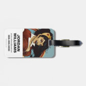 女疑問に思のボンシェル名グラフィック ラゲッジタグ (裏面横)