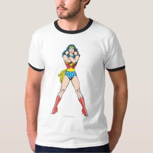 女疑問に思の腕を交差 Tシャツ
