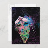 女疑問に思カラフルコラージュ ポストカード (正面/裏面)